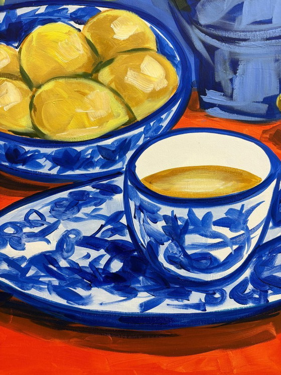 Image 1 of Pintura acrílica del artista E. García "Té de limón" 100x70