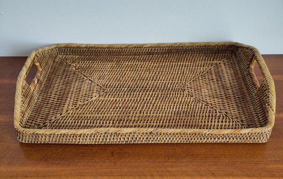 Image 1 of Wunderschönes handgefertigtes Tablett aus burmesischem Weidengeflecht