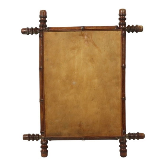 Image 1 of Specchio antico in legno effetto bambù stile Chinoiserie 63x52cm