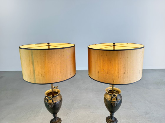 Image 1 of Lot de 2 lampadaires en verre antique optique Lampe de sol
