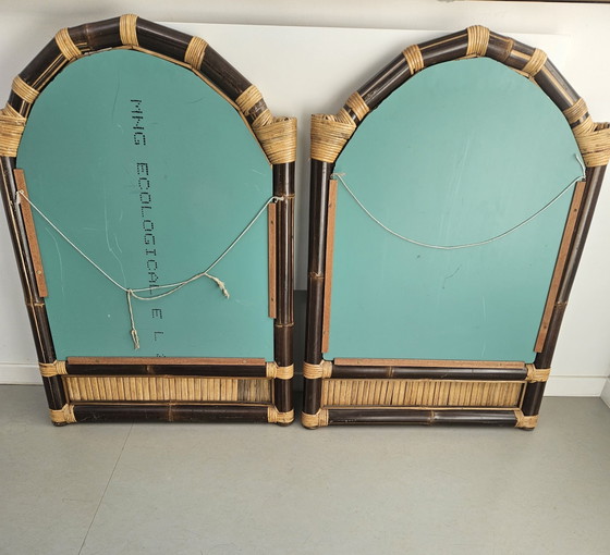 Set de Miroirs Vintage en Bambou en Arc Années 70 – Verre (photo 8 of 8)