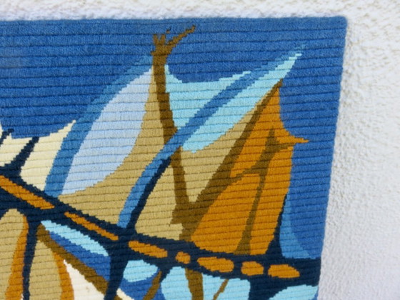 Image 1 of Arazzo Gilles Duvert, astratto, futuristico, arazzo in lana, Francia, anni '70