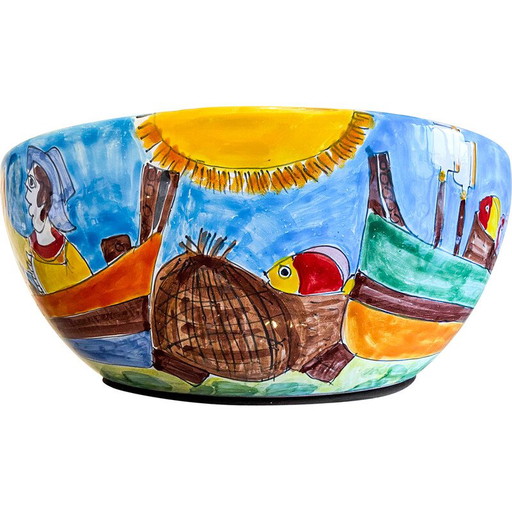 Vintage keramische kom uit Pantelleria, Italië
