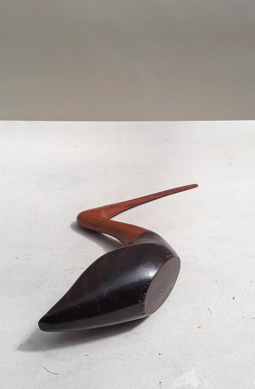 Signed Wooden Sculpture of an American Curlew by Art Eisenbrand , 1980 - California / USA .