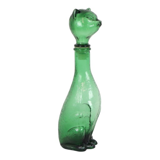 Grande caraffa in vetro verde a forma di gatto, Empoli, Italia, 37 cm – glazen karaffen, Glass (photo 2 of 15)