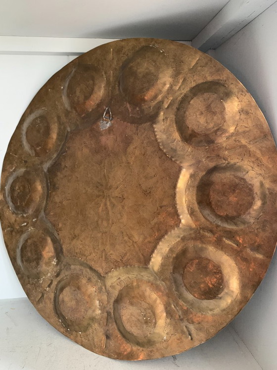 Image 1 of Antiek Handgemaakt Damascus koper decoratief wandbord jaren '30 - Wandbord - Koper, Brons  1920-1930 - Frankrijk - Antie