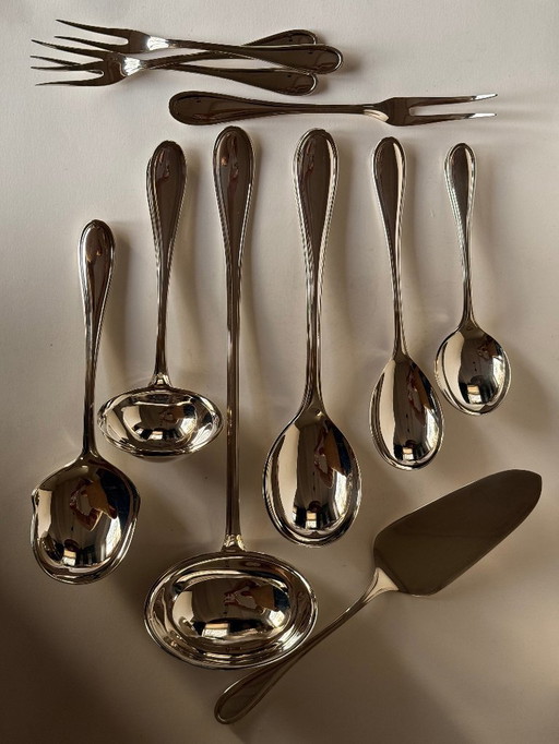 Wilkens Servierset aus Sterlingsilber mit schwedischem Fadenmuster, 16-teilig