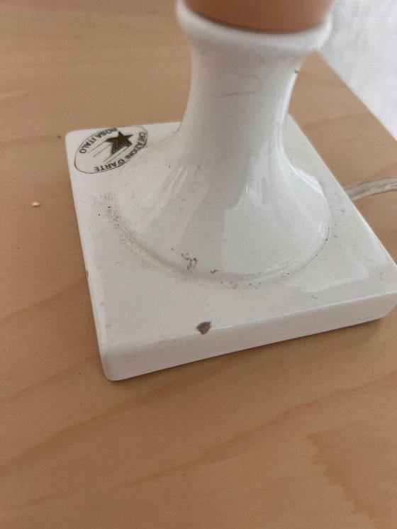 Image 1 of Vintage roze lamp keramiek Bosa Italy met bloemen goud