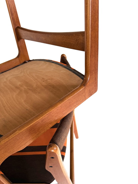 6 Vintage Dining Chairs, Erik Buch ‘60 – Wood, Textile (photo 11 of 15)