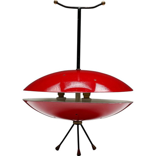 Vintage red and black space age lamp, 1970