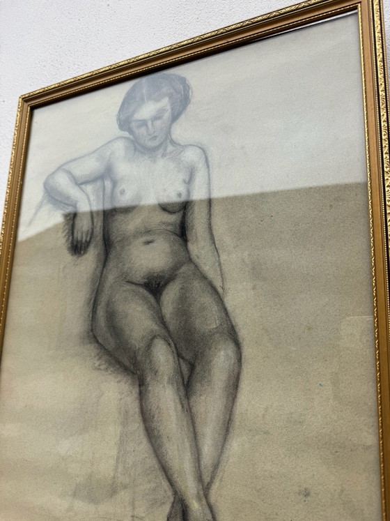 Studio di nudo femminile a carboncino Art Déco (1937) – Dipinti e disegni, Carta (photo 13 of 13)