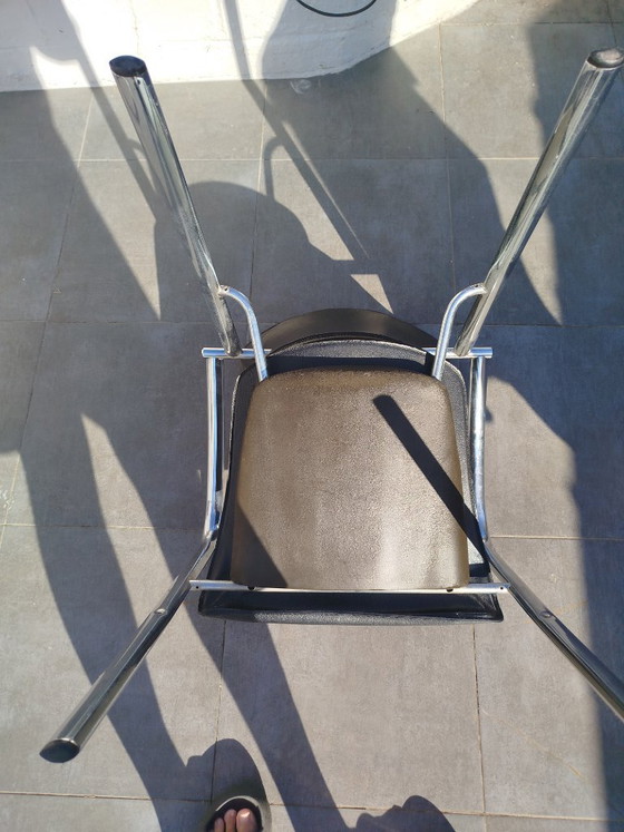 10 Brayton-stoelen – Eetkamerstoelen, Leather, Metal (photo 6 of 10)