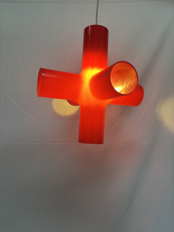 Image 1 of Vintage red Crosslight pendant lamp, design 1990