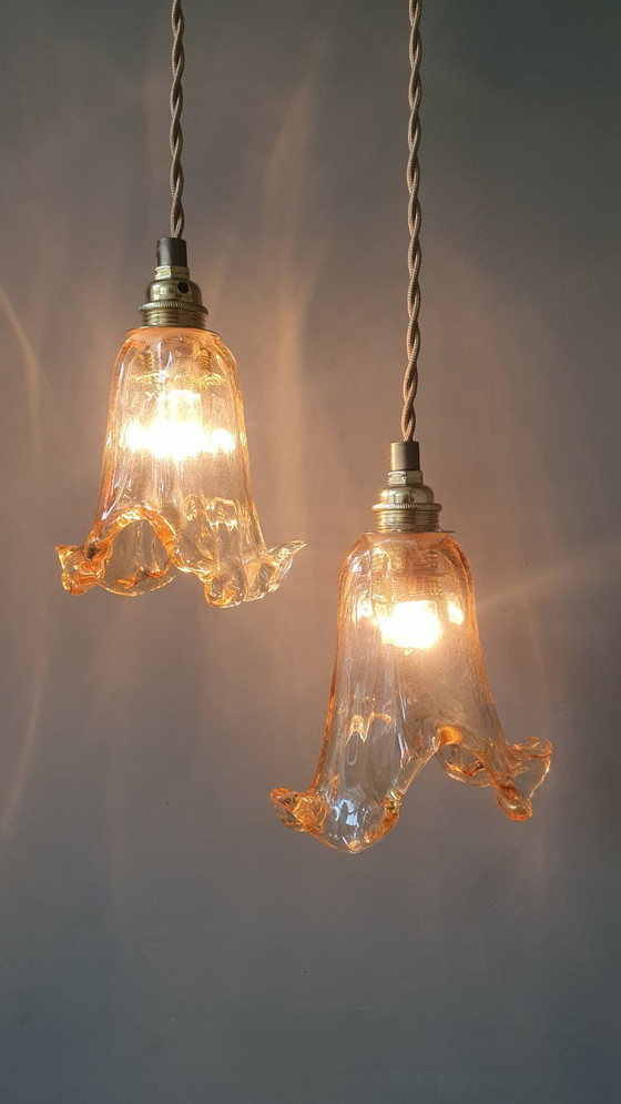 Image 1 of Ensemble de 2 suspensions vintage de Murano - Italie - Milieu du XXe siècle