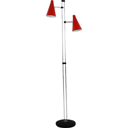 Vintage red floor lamp by Lidokov, Czechoslovakia 1960s