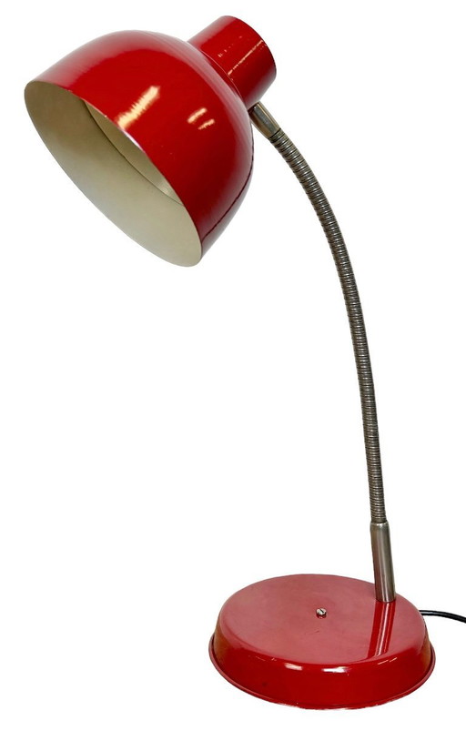 Rote industrielle Schwanenhals-Tischlampe, 1960er Jahre