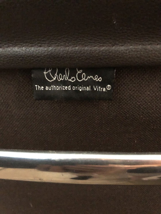 Image 1 of Vitra Eames Softpad Bureaustoel/Vergader Stoel Bruin leer met RVS