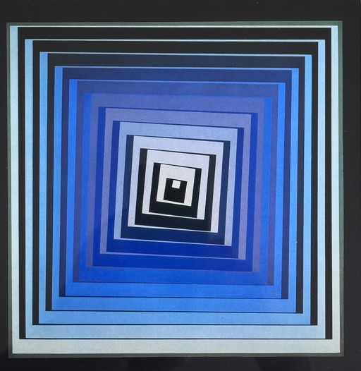 Victor Vasarely - Dibujo original de 1971 - enmarcado