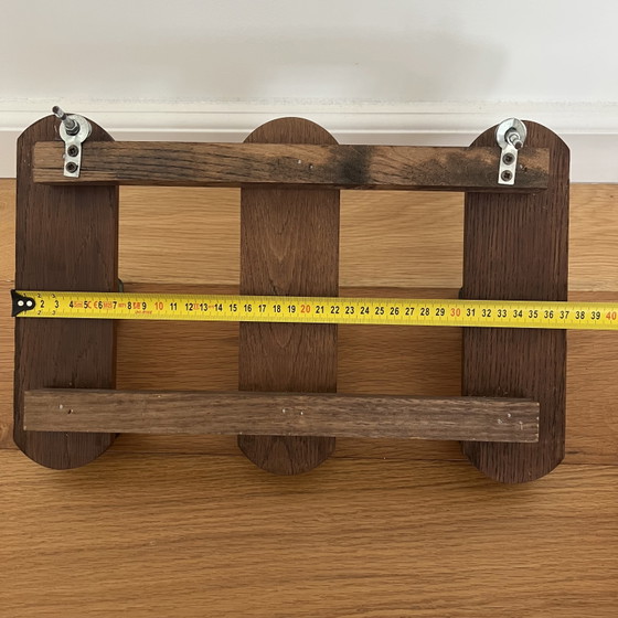 Vintage antieke wandkapstok met messing details – Kapstokken, Wood, Brass (photo 4 of 5)