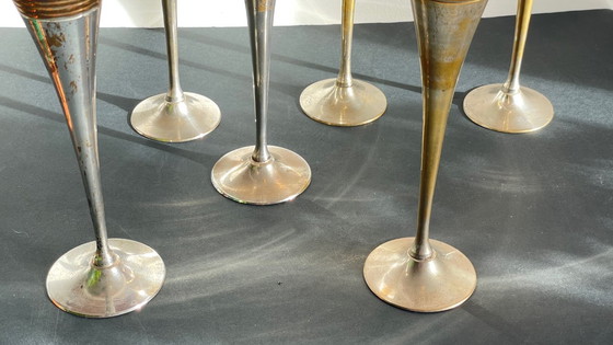 Image 1 of 6 flûte da champagne vintage in ottone placcato argento