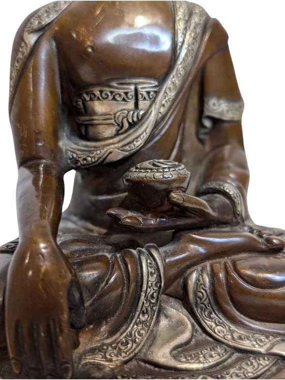 Tibetischer Bronze Medizin Buddha Bhaisajyaguru – Bildhauerei, Copper (photo 8 of 11)