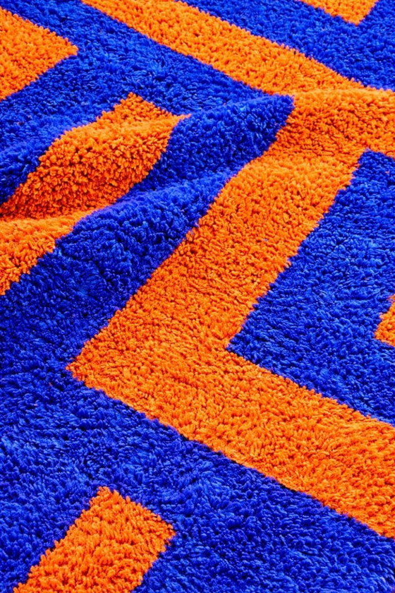 Image 1 of Blue and Orange Moroccan rug, Authentic Moroccan rug, Berber carpet, Genuine Wool rug, Handmade rug, Beni ourain style 300X200cm