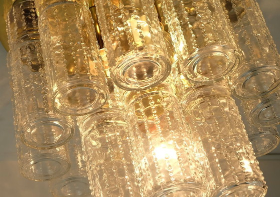 Image 1 of fantástica lámpara de techo glashuette limburg mid century lámpara de techo con 18 tubos de cristal