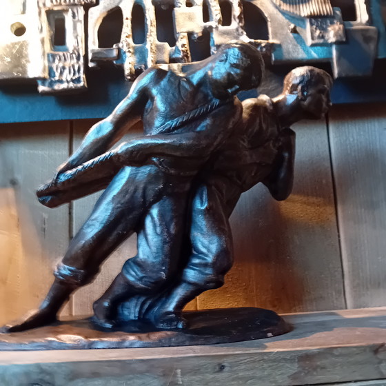 Image 1 of Statua in terracotta. JC Guero, Art Déco in tinta bronzo