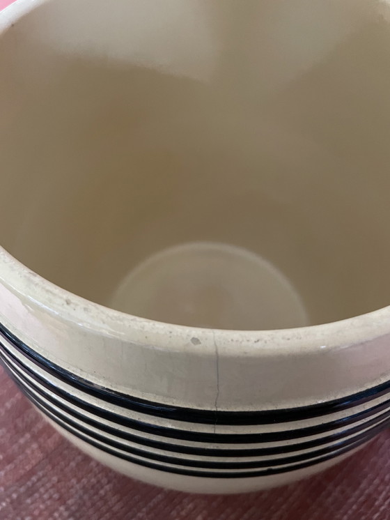 Image 1 of 3 bocaux de rangement antiques en grès ferreux jaune avec noir/bleu Petrus Regout & Co Maastricht