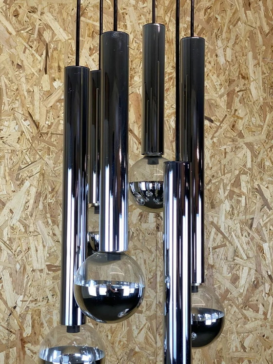 Image 1 of Lampada a cascata anni '60-'70 di Motoko Ishii per Staff Cromata a 6 fiamme