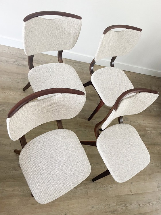 Image 1 of Set 4 vintage eetkamerstoelen | herstoffeerd