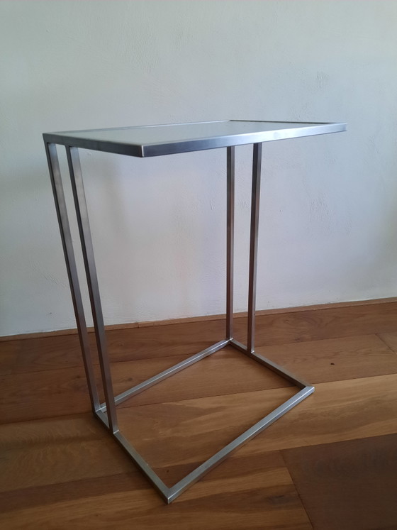 Side table 2 Pieces With Wired Glass – Metal (photo 4 of 5)
