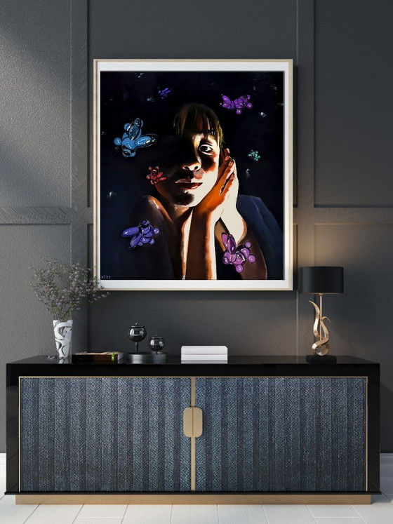 Pittura a Olio Originale Arte Contemporanea Pop Art Mondo dei Sogni, Dipinti e disegni, Tela, Nero, Modern (foto 3 di 7)
