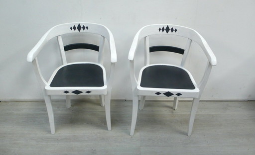 2 sillones estilo alemán Bauhaus era Gropius, blanco + gris noche años 20