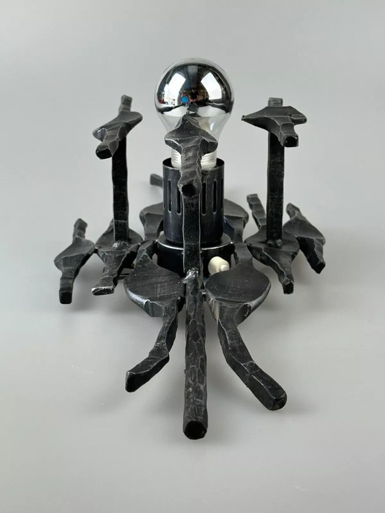 Image 1 of 60s 70s Brutalistische Wandlamp Wandlamp Ijzer & Glas Design Wandlamp