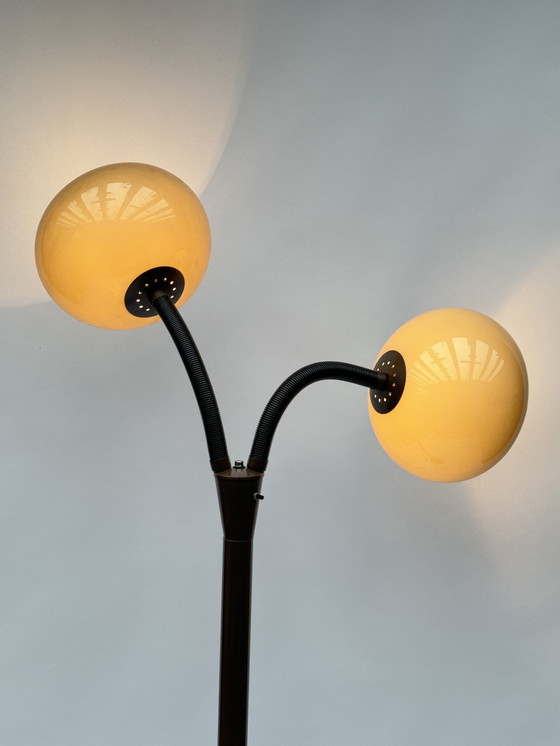 Image 1 of Vintage Brown Floor Lamp by Dijkstra - Dutch Design Mushroom Lamp, Space Age Classic