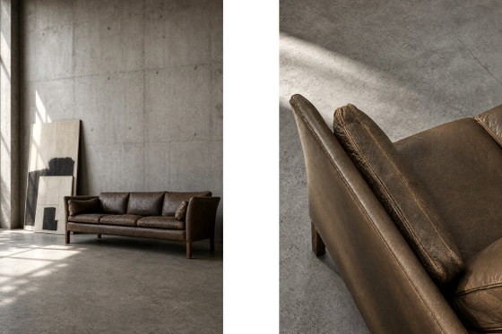 Image 1 of Divano Cromwell in pelle stile Mid-Century Modern, disegnato da Arne Norell negli anni '60.