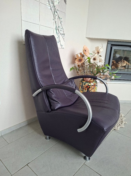 Design Sessel Sitting Vision (De Toekomst) – Modell Panda – Einzigartiges Lila Leder – Leather, rvs (photo 2 of 5)