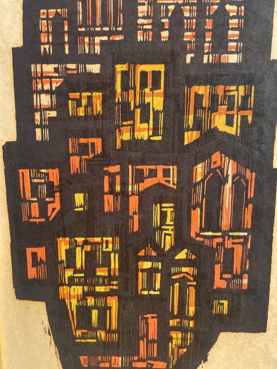 Image 1 of Akke Sins Pencil Signed Citscape Litho Vintage 1960s