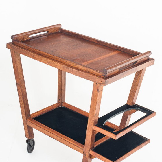 Carrello bar vintage in rovere con vassoio rimovibile. Francia, anni '50. – Carrelli bar, Wood (photo 5 of 13)