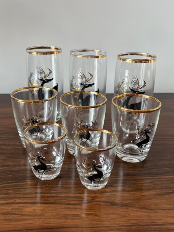 Image 1 of Hermosos vasos para cócteles Atomic Mid Century de la década de 1960