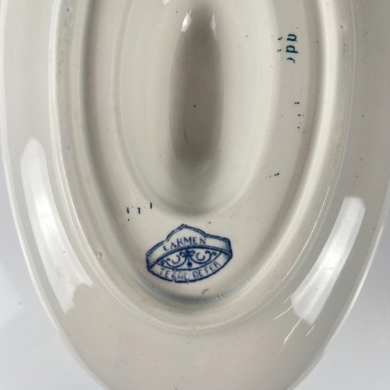 Image 1 of Ironstone gravy boat "Carmen", Sarreguemines, blue, 1875-1900