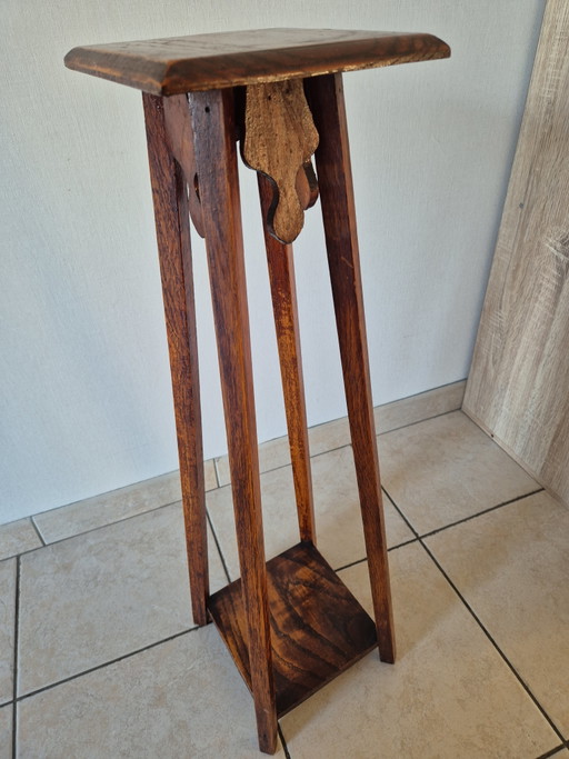 Antique Art Nouveau Wooden Plant Stand – Pedestal Side Table (c. 1920) – plantentafel