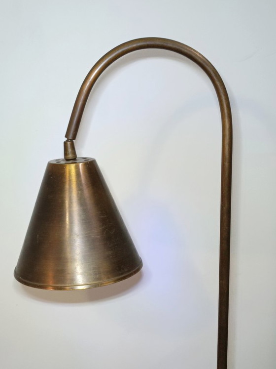 Image 1 of Lampada da terra in ottone disegnata da Jacques Adnet per Valenti, anni '60.