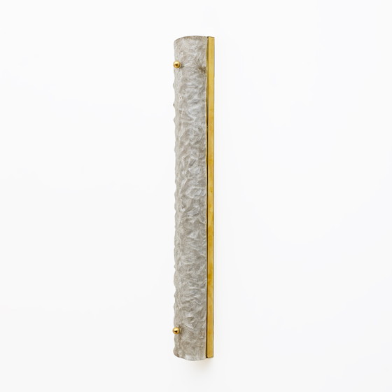 Image 1 of Paar moderne messing en Murano glazen "Scavo" wandlampen