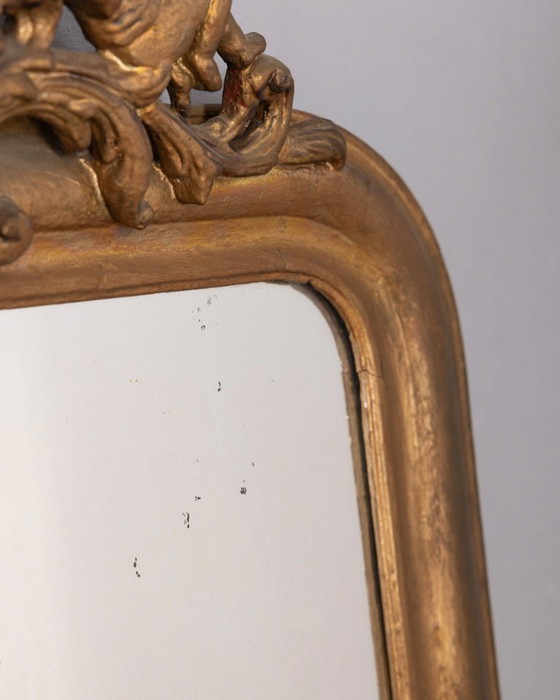 Image 1 of EARLY 20TH CENTURY BAROQUE STYLE GILDED AND DECORATED WOODEN WALL MIRROR