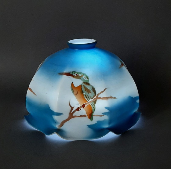Image 1 of Lamp with kingfisher from the 1930s