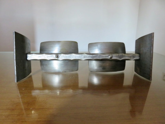"Brutalist" Candlestick in Raw Forged and Hammered Steel, 1960 – Candle holders, Iron (photo 9 of 9)