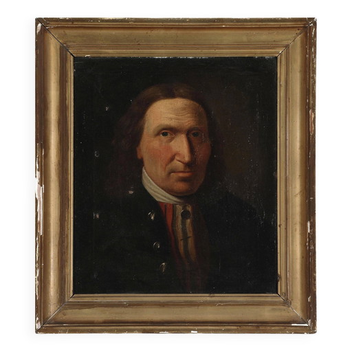 Antique Vintage Oil Portrait Painting of a Danish Gentleman, 19th Century