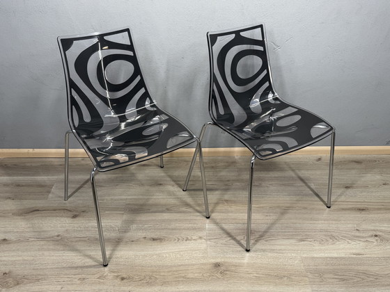 Image 1 of Set of designer canteen chairs Luisa Battaglia – anthracite